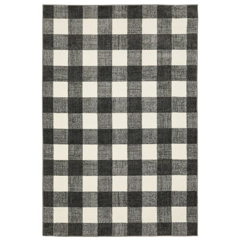 Arwen Distressed Gingham Plaid Area Rug