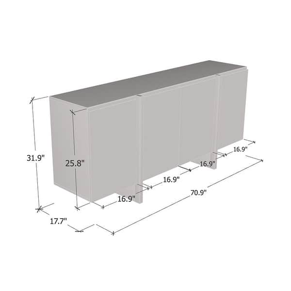 Meble Furniture Kinzie 180 Sideboard 71" Wide x 32" High - Matte Two-Tone Modern Buffet Credenza with Cabinet Storage
