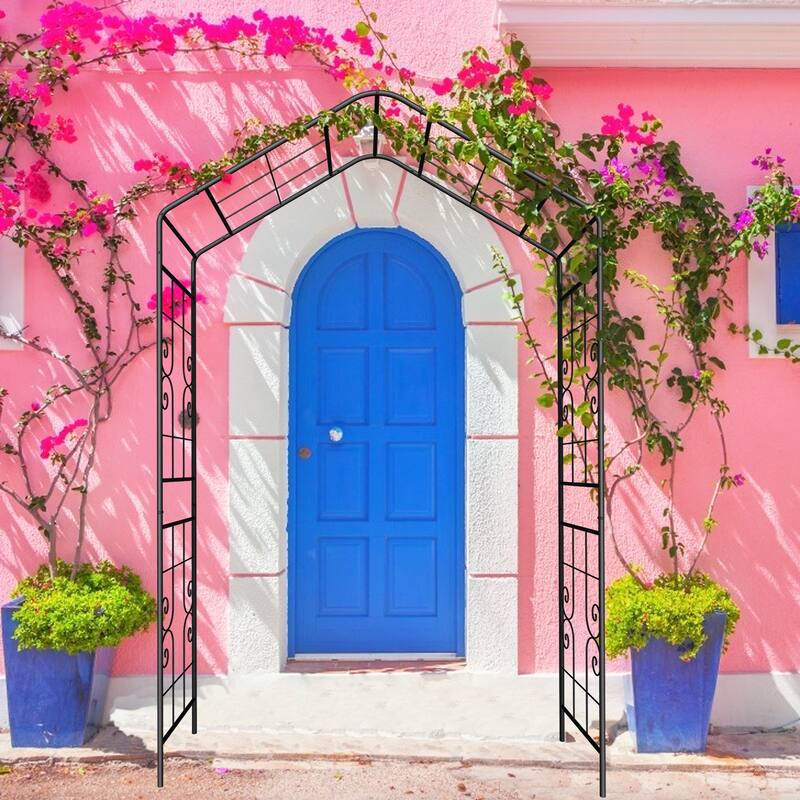 Metal Garden Arch L56.3'' x W16.93'' x H94.5'' Climbing Plants Support Rose Arch Outdoor