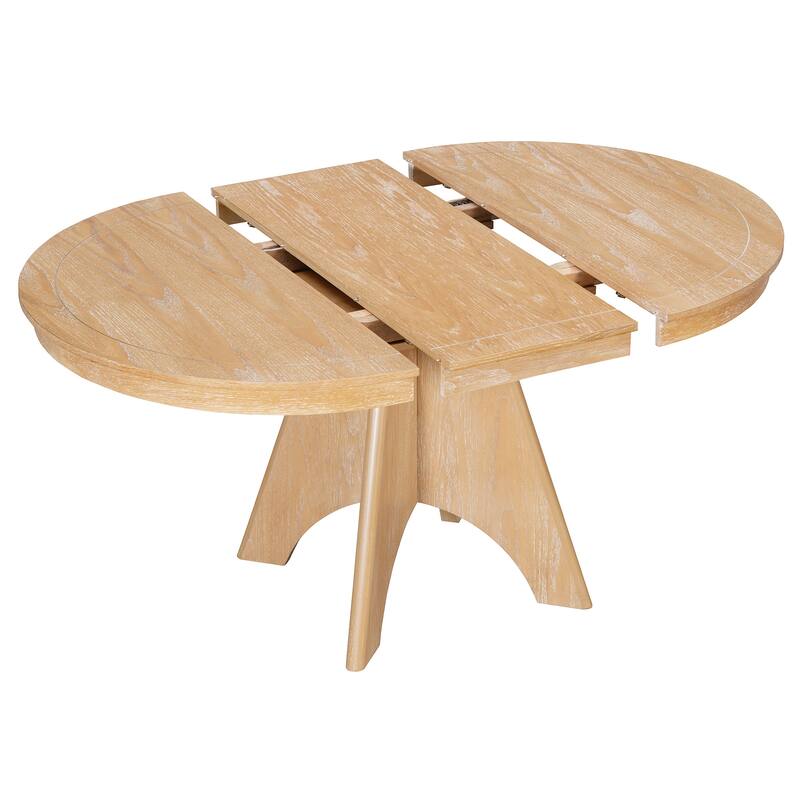 Extendable Dining Table for 4-6, 42" to 58" Rustic Farmhouse Table with X-Legs