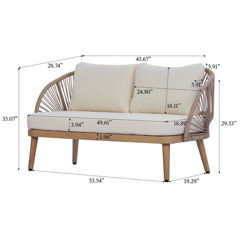 Christopher Knight Home - Marina 2-Piece Outdoor Acacia Wood Loveseat Patio Set with Slatted Coffee Table