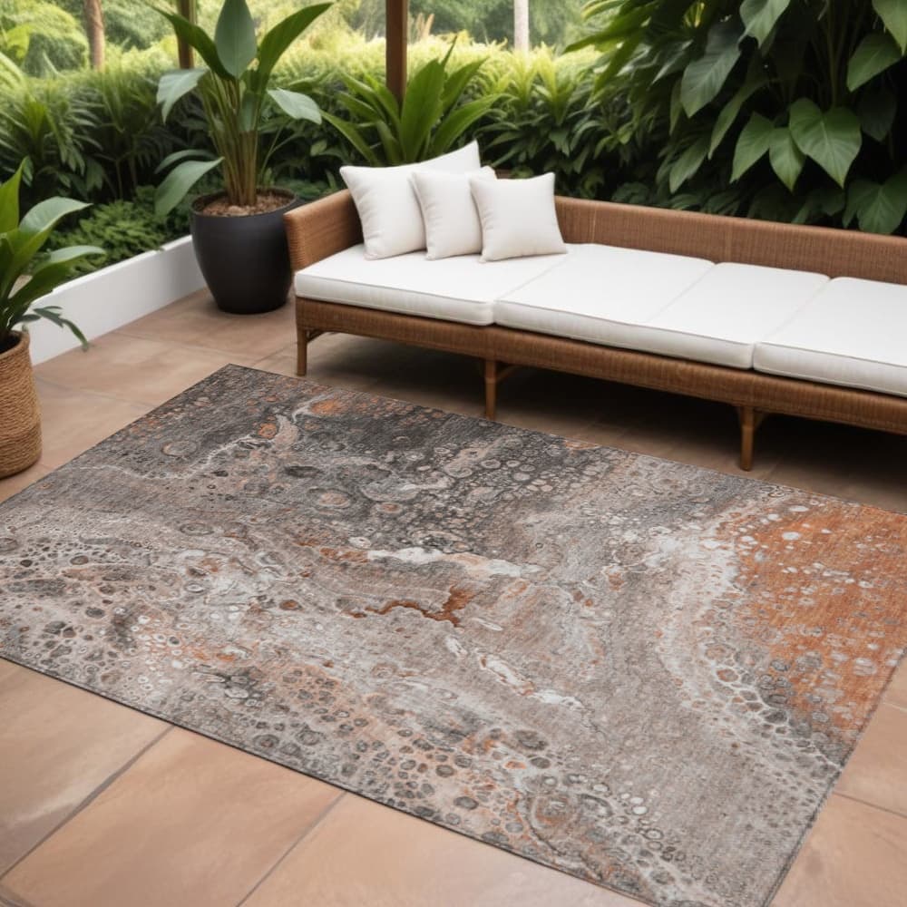 HomeRoots Abstract Contemporary Rectangle Outdoor Rug