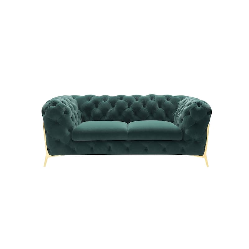 Divani Casa Quincey Transitional Emerald Green Velvet Loveseat