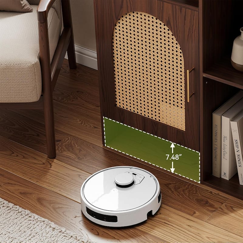 Storage Cabinet, Robot Vacuum Stand Cabinet, Multi Tier Farmhouse End Cabinet - 17.72"D x 31.5"W x 41.34"H