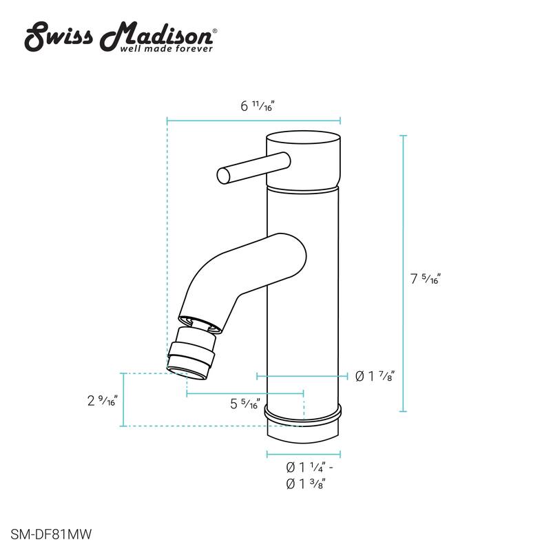 Swiss Madison SM-DF81 Ivy 2.2 GPM Single Hole Bidet Faucet with Single