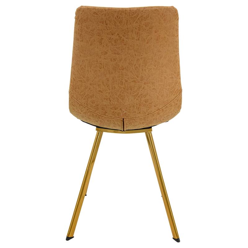 Markley Leather Dining Chair Set of 2 With Gold Metal Legs Modern Accent Side Chair