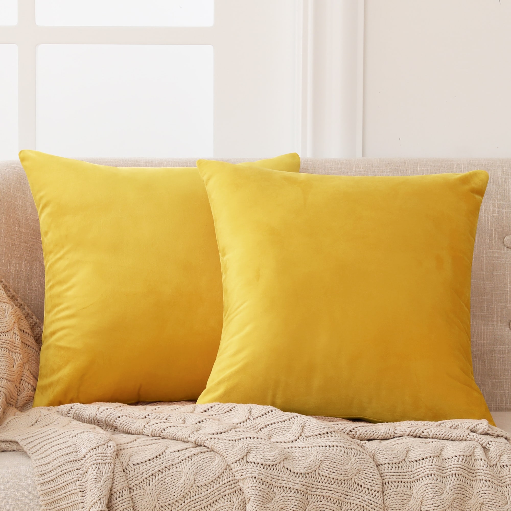 Deconovo Velvet Soft Throw Pillow Covers 2 PCS (Cover Only)