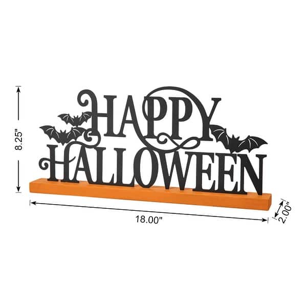 Glitzhome 18"L Halloween Wooden "HAPPY HALLOWEEN" Table Decor - HAPPY HALLOWEEN