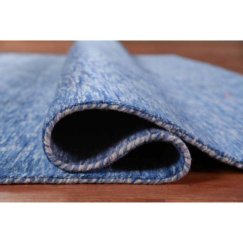 Hand Knotted Oriental 100% Wool Carpet Tribal Tribal Navy Blue & Blues Gabbeh Area Rug - 9' 9'' X 8' 0''