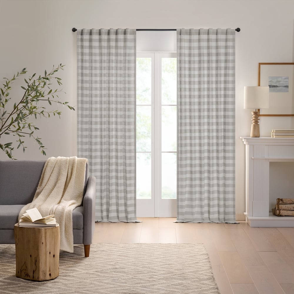 Mercantile Farmhouse Horizontal Stripe Rod Pocket Curtain Panel