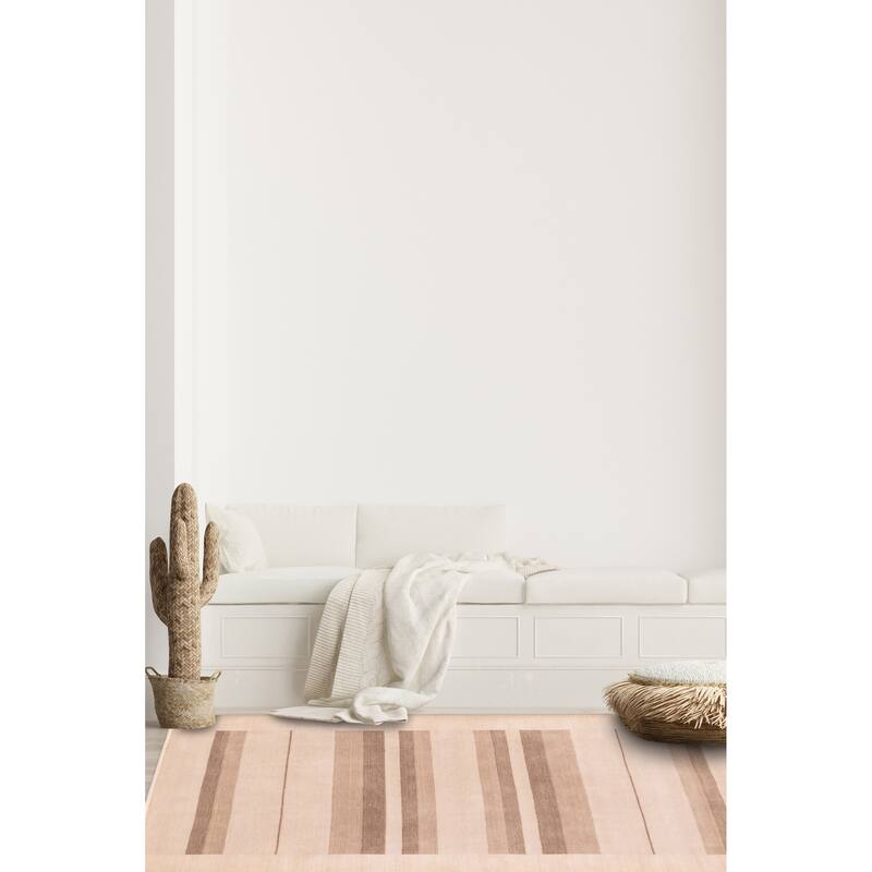 ECARPETGALLERY Hand Loomed Kashkuli Gabbeh Beige Wool Rug - 5'9 x 8'0