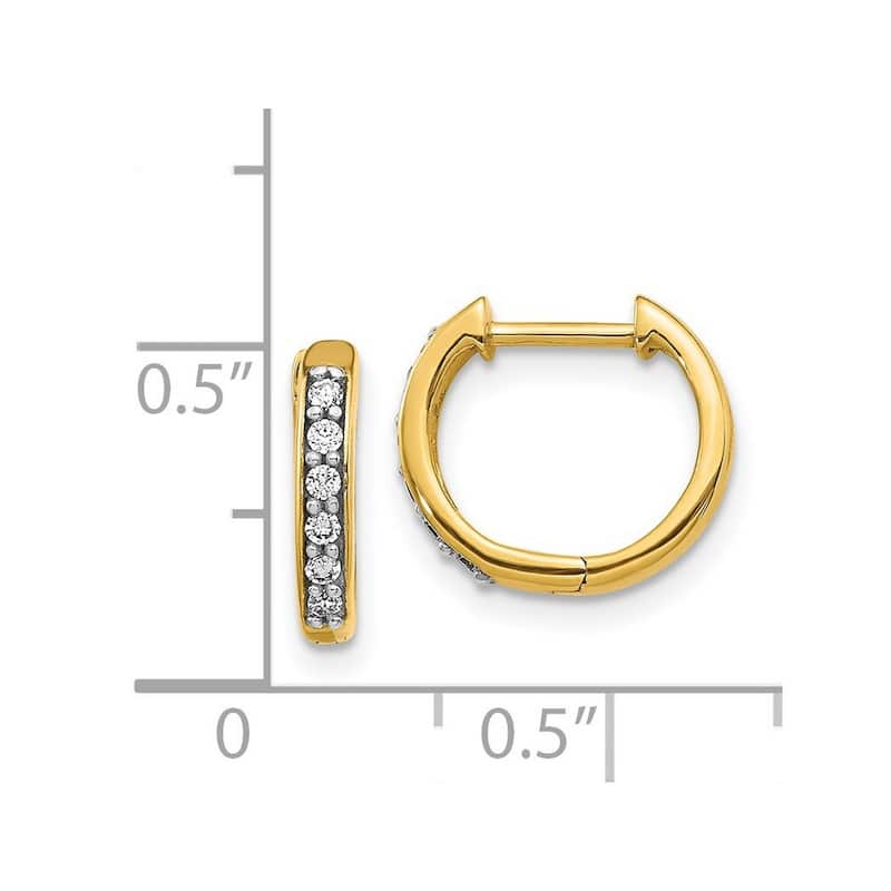 Curata 14k Yellow Gold Solid Open back Diamond Hoop Earrings - 11x12mm Wide 2mm Thick