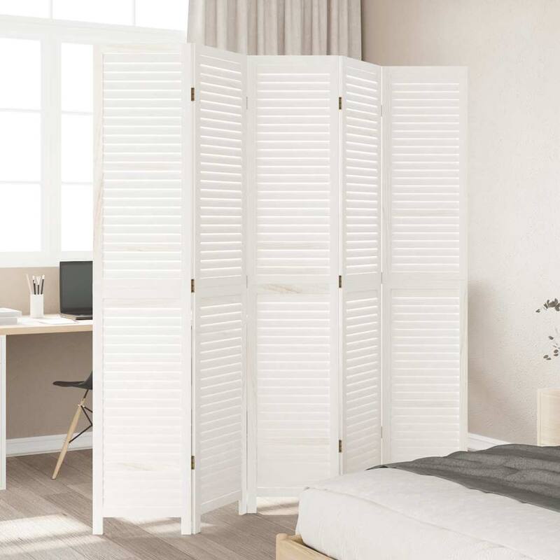 vidaXL Room Divider Privacy Screen Living Room White Solid Wood Paulownia