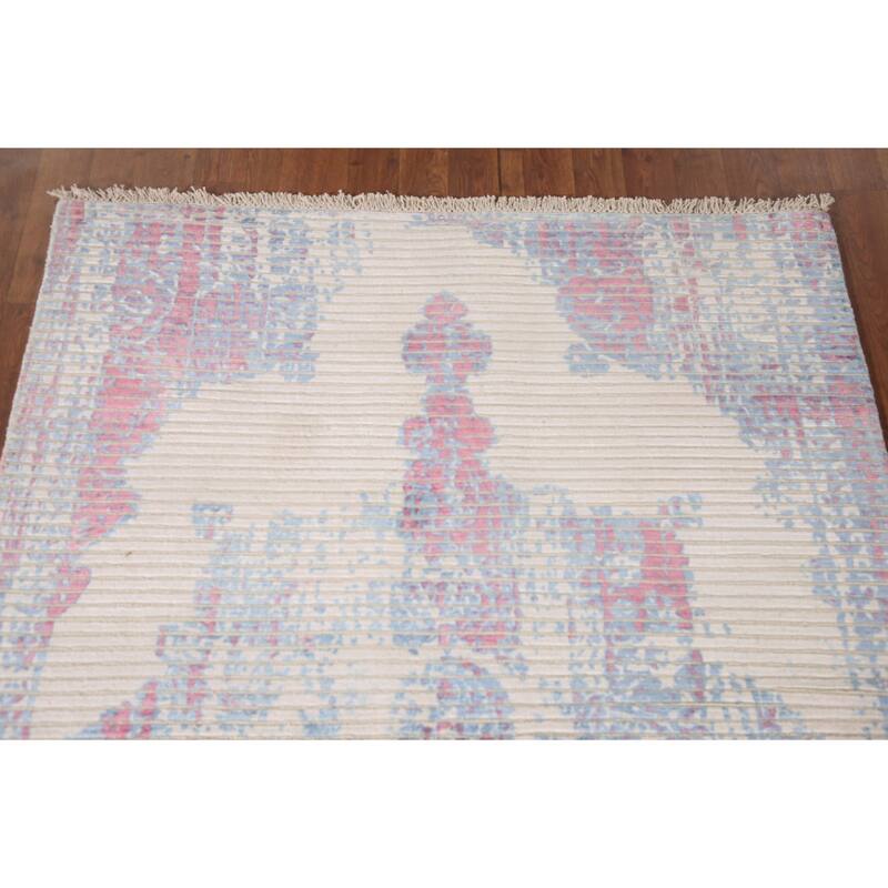 Abstract Accent Rug Hand-Knotted Striped Wool Carpet - 3'11"x 5'6"
