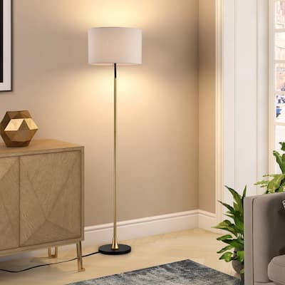 Industrial Standing Lamp Tall Floor Lamp with Beige Lampshade