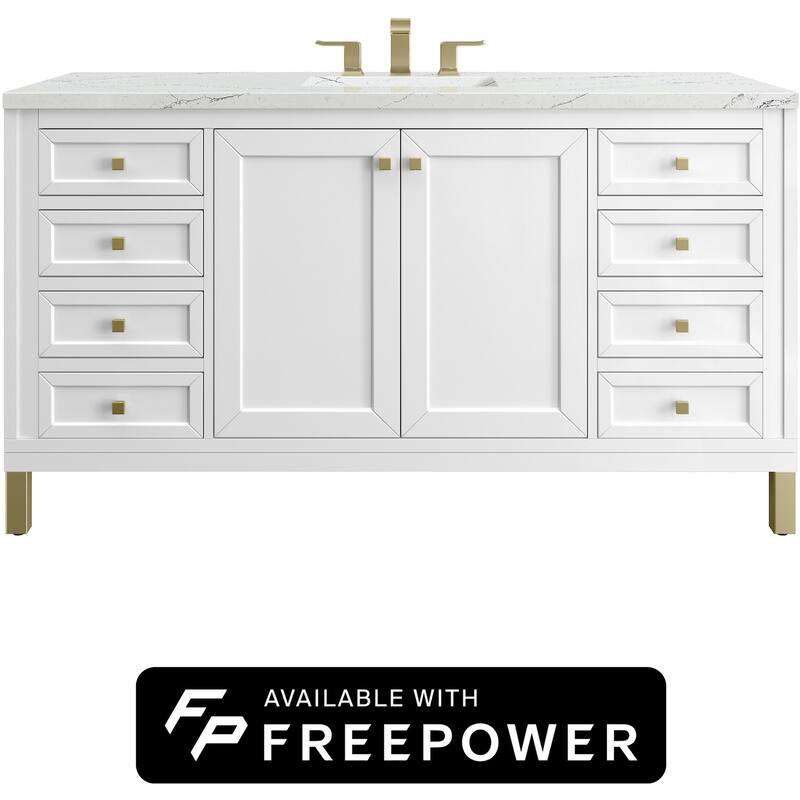 James Martin Vanities 503-V60S-FENC Chicago 60" Free Standing Single - Glossy White