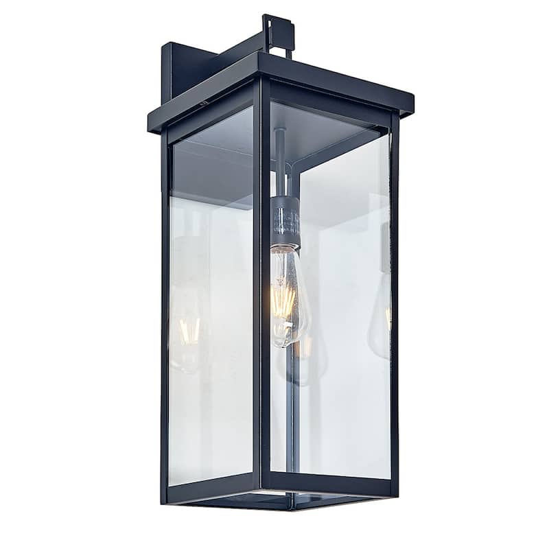 1 Light outdoor wall lamp with clear glass, Black Finish - Black - 22"H x 8"W x 9.5"D