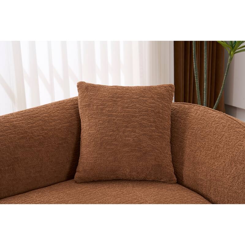 LY-048 Compression Curved Chaise Longue Chair Indoor, Modern Chenille Loveseat Couch