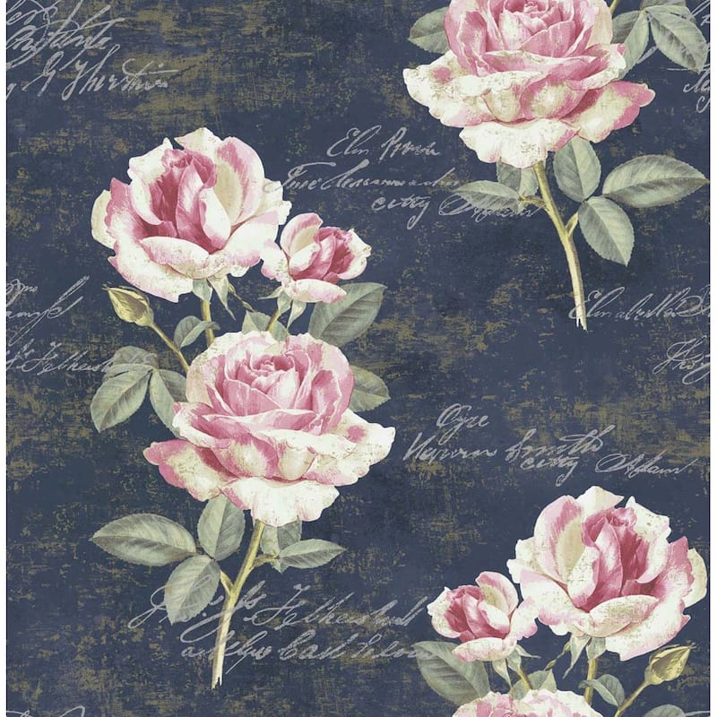 Seabrook Designs Edgewood Floral Script Unpasted Wallpaper - 20.5 in. W x 33 ft. L bolt 56 sq. ft.