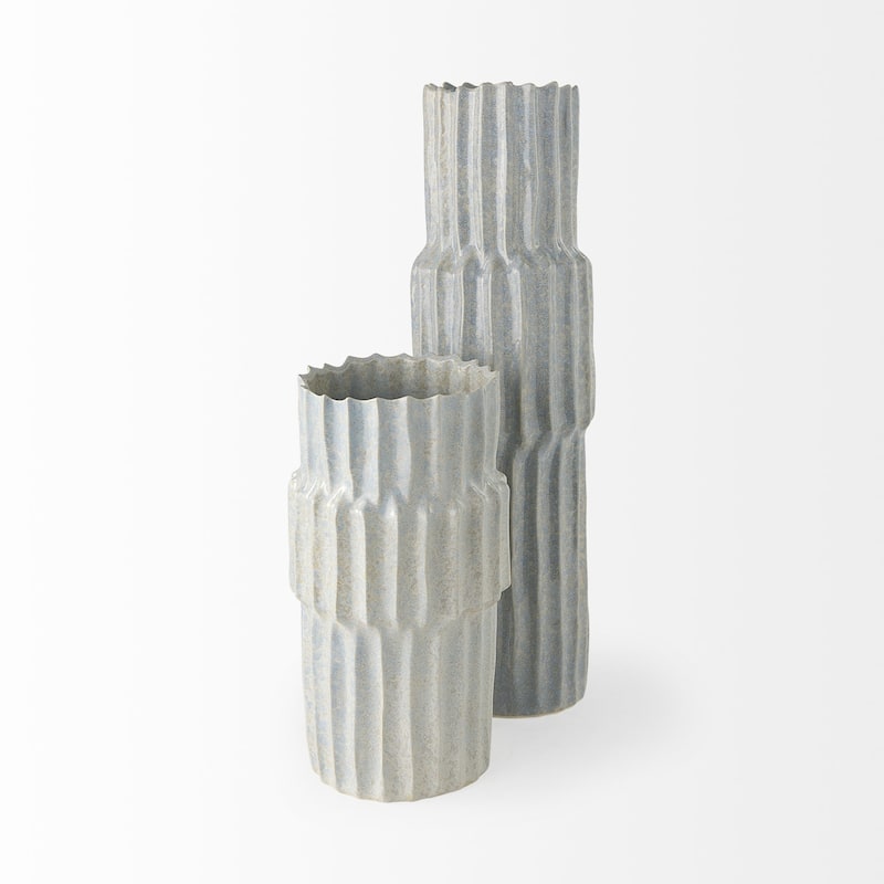Jumbo Organic Textured Gray Vase - 7" W x 23" H x 7" D