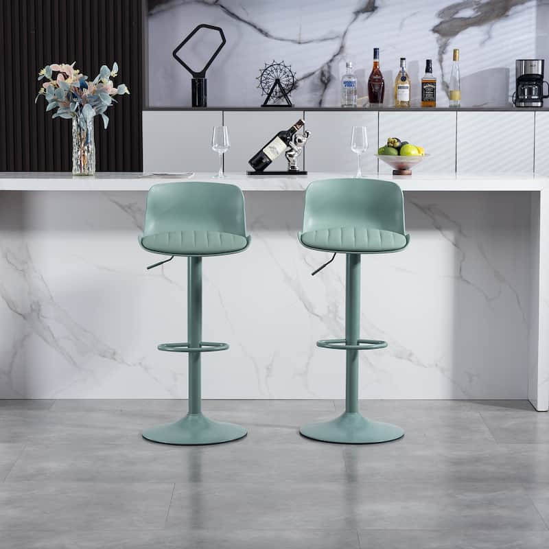 Bar Stools Set of 2 - Modern PU Leather Counter Height Barstools with Back, Height Adjustable Swivel Kitchen Island Chairs
