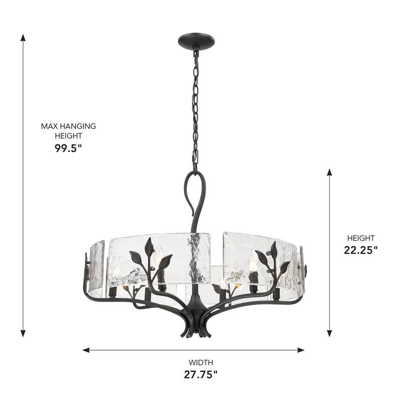 Calla 27.75" Wide 6-Light Chandelier with Hammered Water Glass