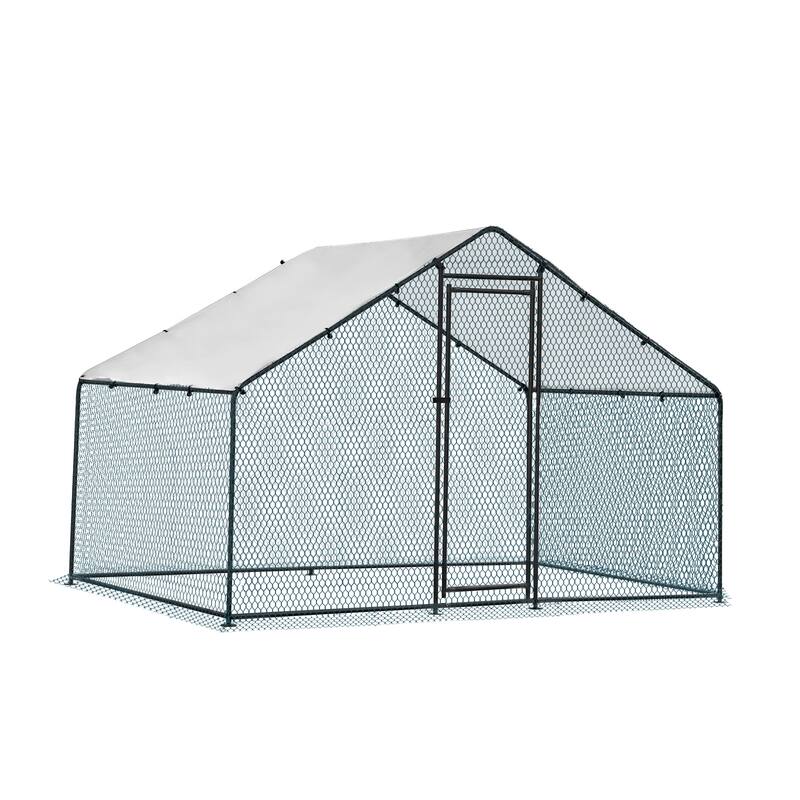 6.5 x 10 ft Metal Chicken Coop, Waterproof Poultry Cage for Backyard