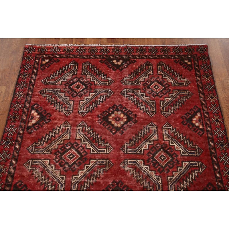 Geometric Balouch Persian Vintage Area Rug Hand-knotted Wool Carpet - 3'6"x 6'3"
