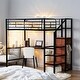 preview thumbnail 2 of 18, Twin Size Metal Loft Bed with Desk, Metal Grid and Wardrobe, Black