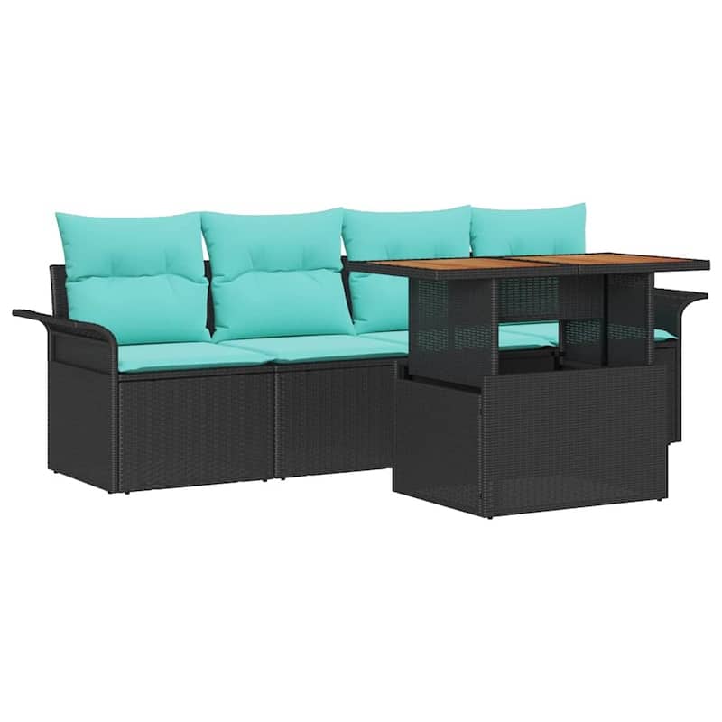 vidaXL 5 Piece Garden Sofa Set with Cushions - 98.8×24.4×27.2