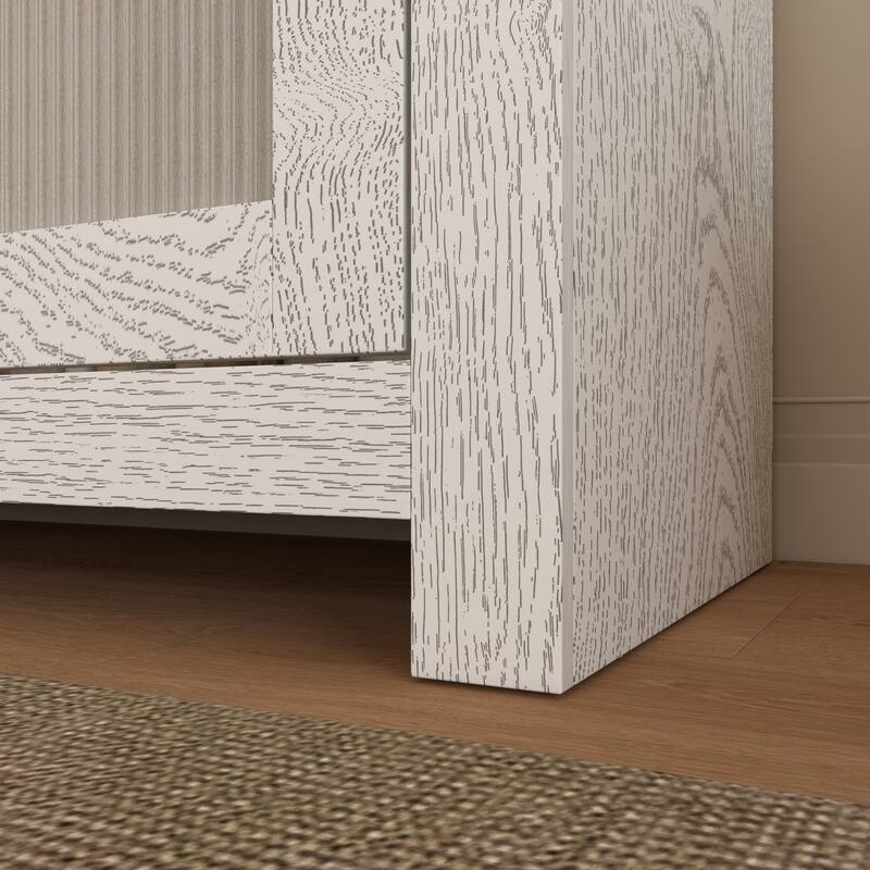 Acrylic Doors Creative White/Brown Buffet Sideboard Bookcase Accent Storage Cabinet: Elegant Storage with Rich Wood Grain Finish