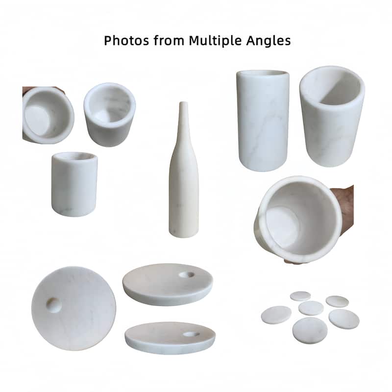 Roomfitters Natural Marble Dining Room Accessories Set, Luxury 10-Piece Genuine Stone Tabletop Collection