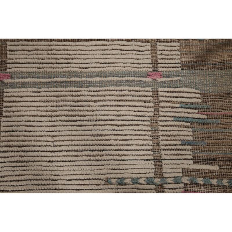 All-Over Moroccan Earth Tone Area Rug Hand-Knotted Wool Carpet - 7'11"x 10'7"