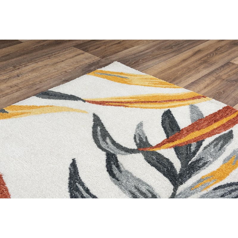 Alora Decor Mirage Tropical Grey, Red and Gold Hand-tufted Rug