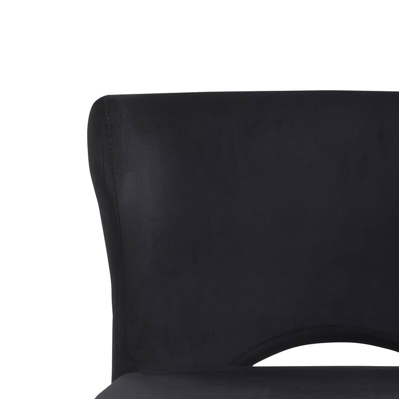 Mid-Century Modern Velvet Upholstered Barstools with Black Metal Legs