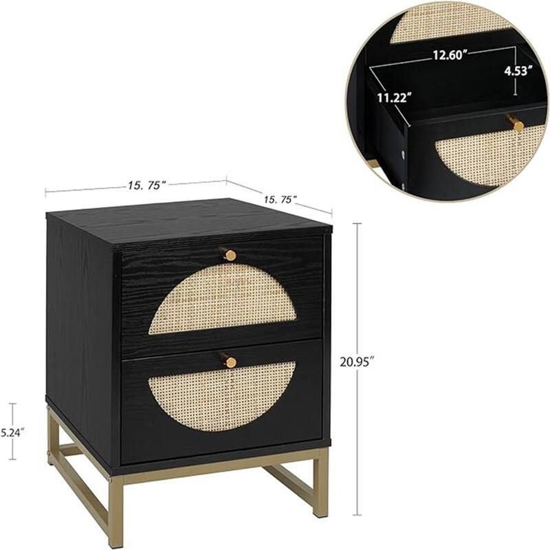 Nightstand with 2 Drawers Set of 1