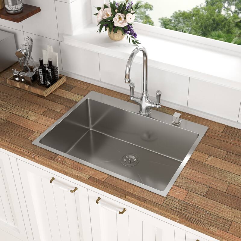 36 x 22 x 9 inch Kitchen Sink Drop In 16 Gauge Stainless Steel 36" Single Bowl Topmount Kitchen Sink Basin
