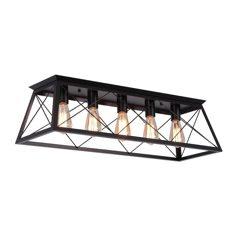 Farmhouse 5-Light Trapezoidal Cage Iron Ceiling Light