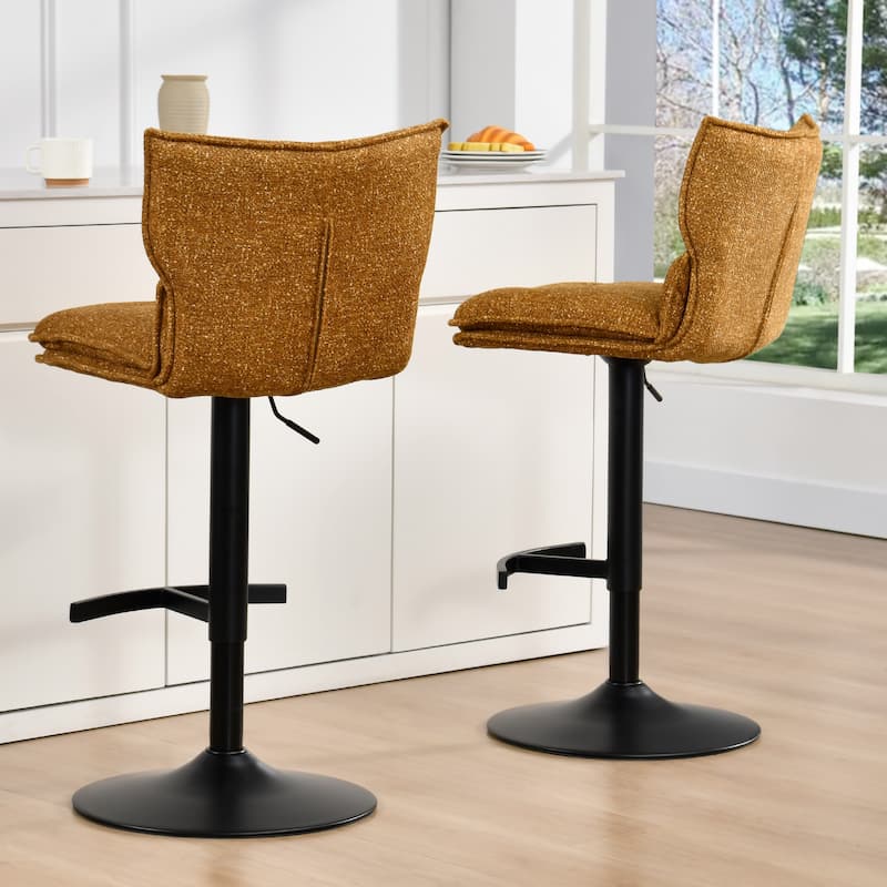 Swivel Adjustable Height with Armless Bar Stools - Set of 2 - Yellow