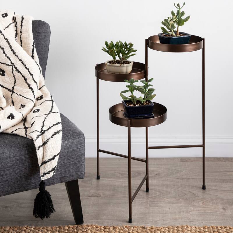 Kate and Laurel Finn Metal 3-tier Modern Plant Stand - 16x21x30
