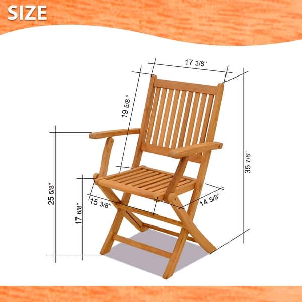 dimension image slide 0 of 3, Certified Teak Patio Dining Set, Extendable Table and Foldable Chairs, Ideal for Outdoors