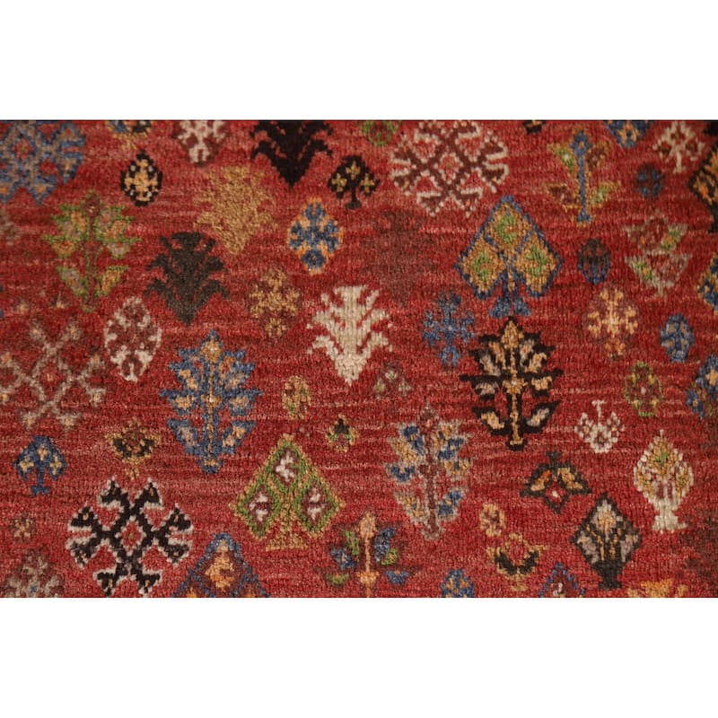 Vegetable Dye Shiraz Persian Vintage Area Rug Hand-Knotted Wool Carpet - 6'0"x 9'11"