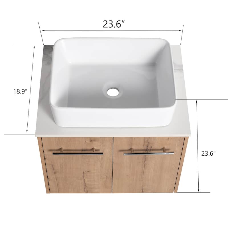Bathroom Vanity With Sink In 24/30 Inch, Floating Bathroom Vanity With Soft Close Door