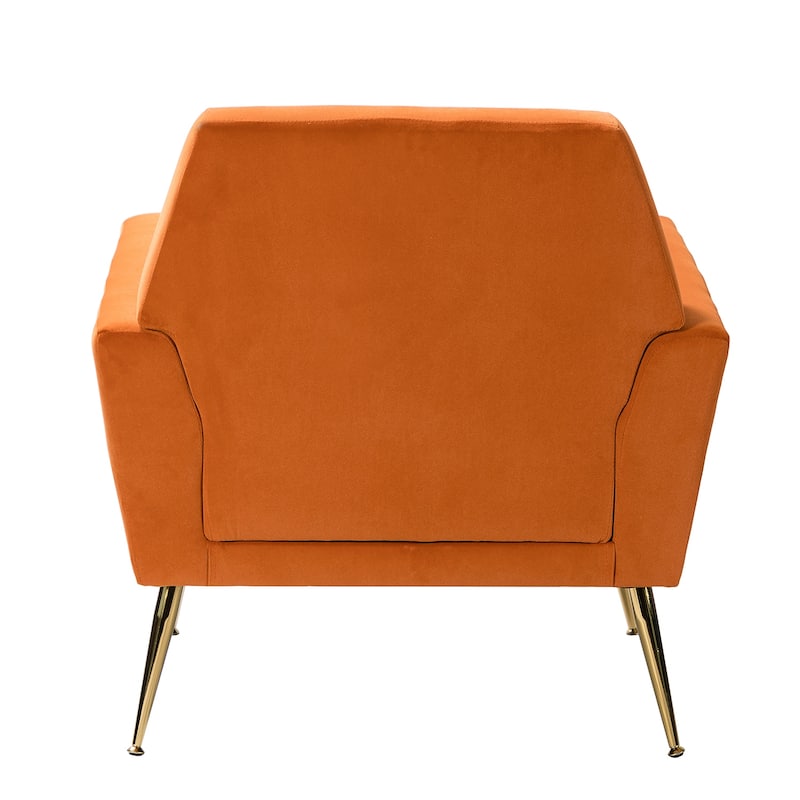 Lilia Contemporary Velvet Upholstered Tufted Back Armchair with Metal Golden legs Set of 2 by HULALA HOME