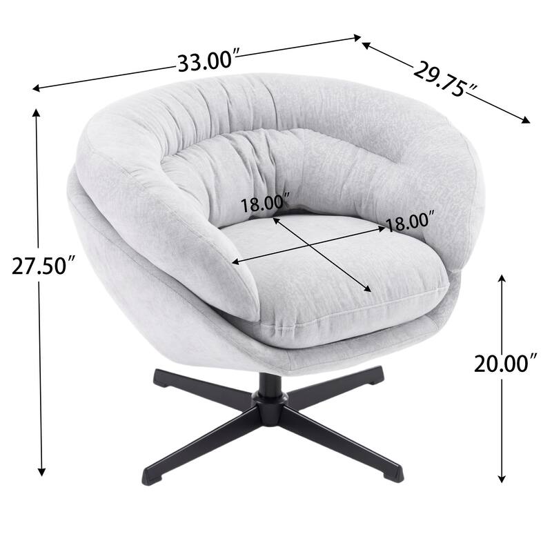 Ergonomic Chenille Office Chair Swivel Chair, Rotating Chair Club Chair Accent Chair with Removable Cushion