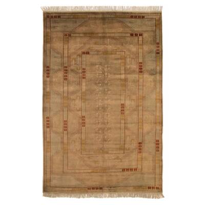 ECARPETGALLERY Hand-knotted Color Transition Taupe Wool Rug - 6'10 x 10'4