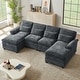 preview thumbnail 16 of 53, 113" Chenillle U Shaped Sectional Sofa with Toss Pillows