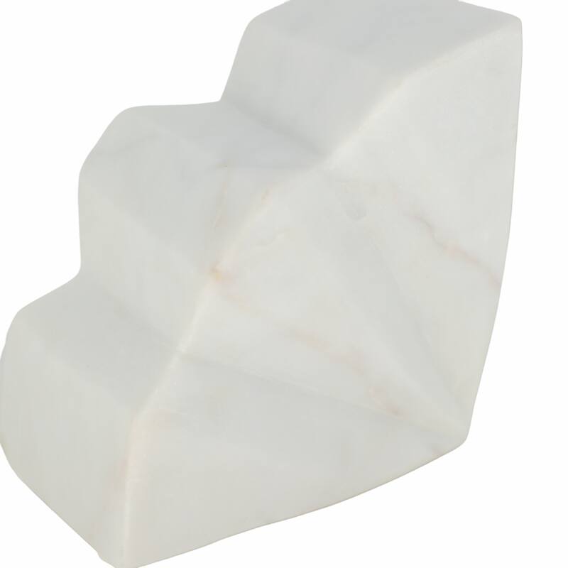 Marble Semi Circle Fluted Bookends Set of 2 - White, 5" - 5.25"
