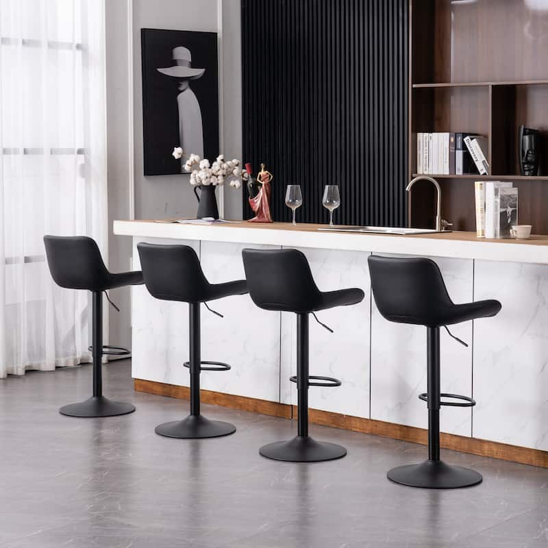 Modern Adjustable Swivel Bar Stools Counter Height Set of 2