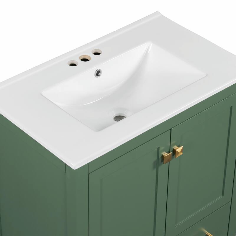 30" Bathroom Vanity with Single Sink, Combo Cabinet, 2 Doors, 1 Drawer